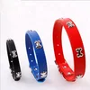 Puppy Pet Necklace For Small Dogs PU Leather Crystal Rhinestone Bone Charms Pendants Studded Accessories leather dog collar