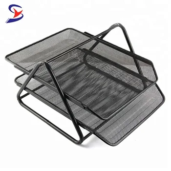 Office Stationery 2 Layer Wire Mesh Desk Organizer File Tray