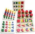 Child Birthday Gift Teaching Toy 8Pcs Set Geometry Shape Learning Classic Blocks Montessori Wooden Toys Baby
