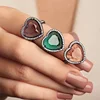 New original design hot foreign trade jewelry set copper black zircon earrings ring chain punk jewelry sets