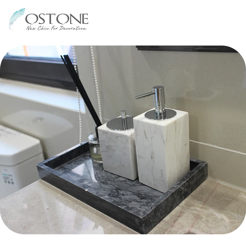 Natural White Modern Marble Hotel Bathroom Accessories Set Natural White Modern Marble Hotel