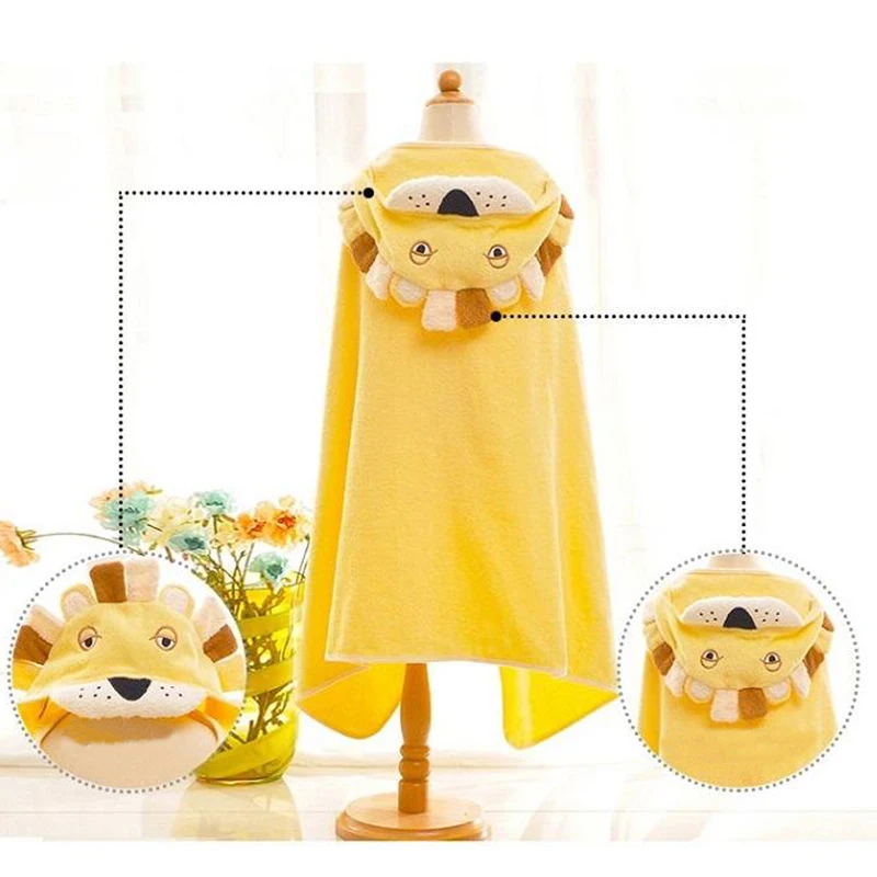 Custom Design 100 Cotton Soft Comfortable Warm Lion Baby Hooded Towel
