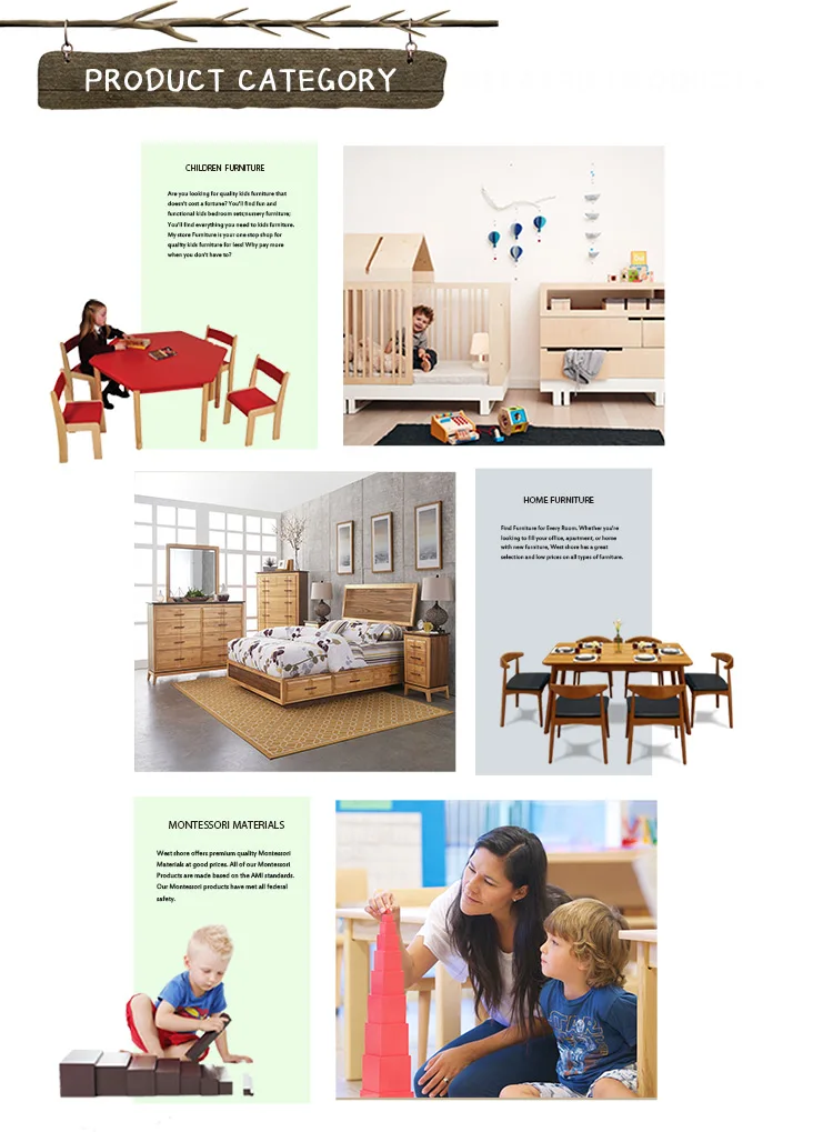 Wood Sideboard Modern Kids Cabinet of Preschool Furniture