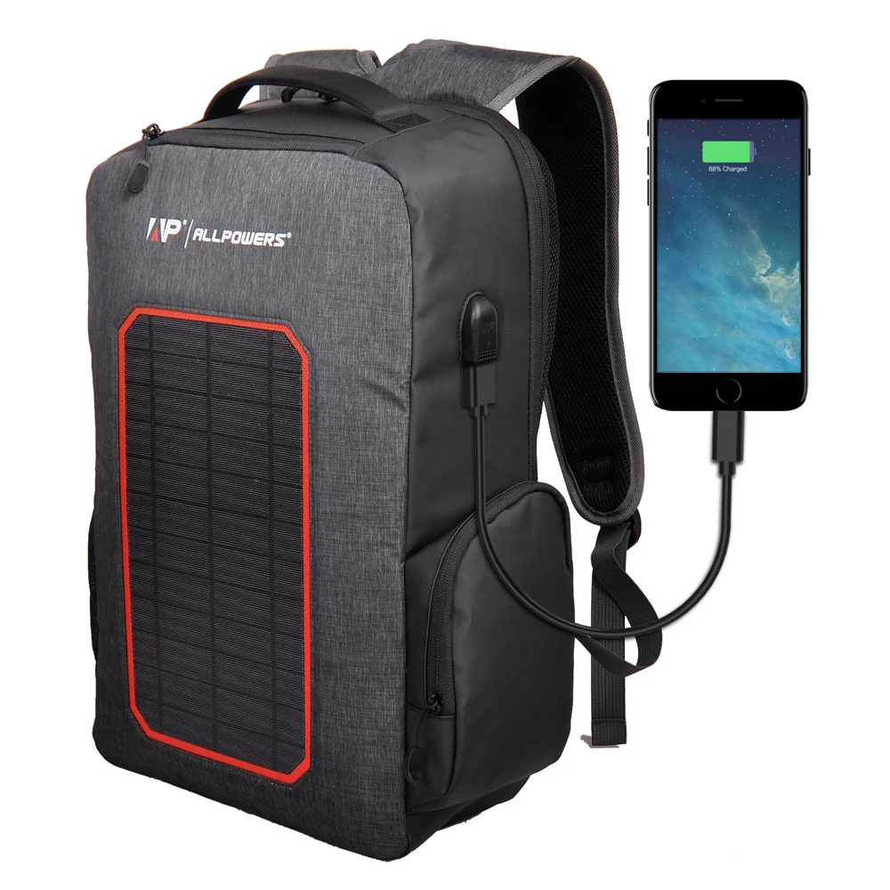 Solar Backpack With Builtin 7w Solar Panel Backpacks,6000mah Battery