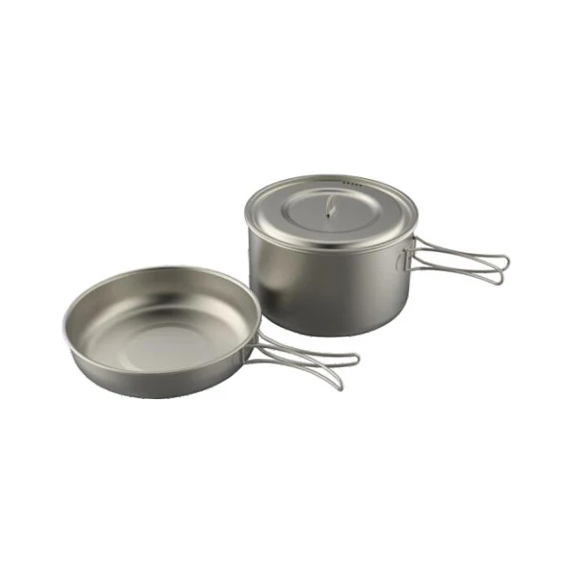 Compact 2 Pieces outdoor camping titanium cookset for hiking travelling