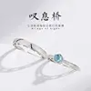 couple jewelry sapphire Prong setting sterling silver gemstone rings for female pure silver men rings