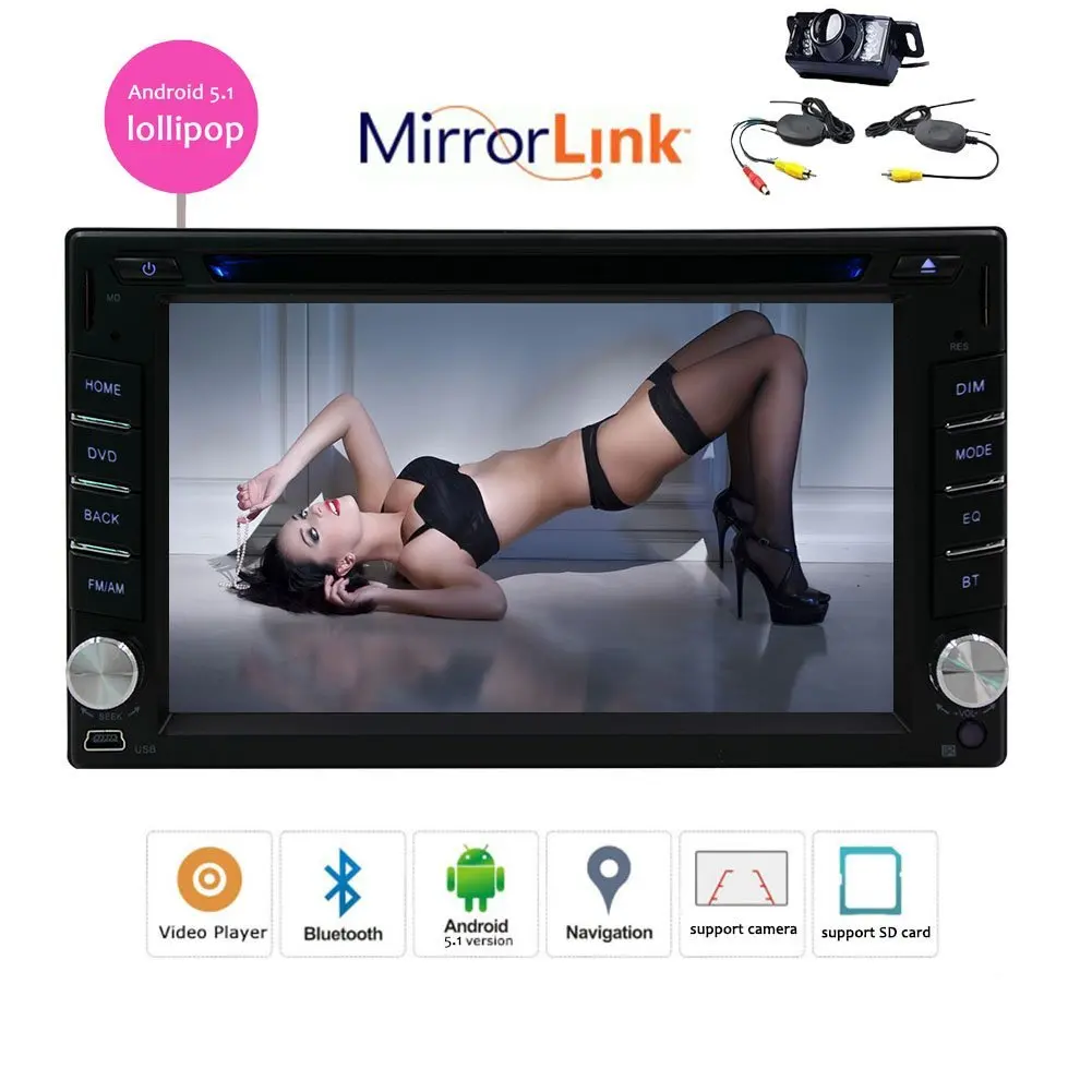 wireless camera+hot sale arrival Universal Android 5.1.1 lollipop 2 din car Stereo Headunit Built-in GPS Navigation car dvd PLAYER 2 din car tablet pc double 2 din Bluetooth car radio in dash support