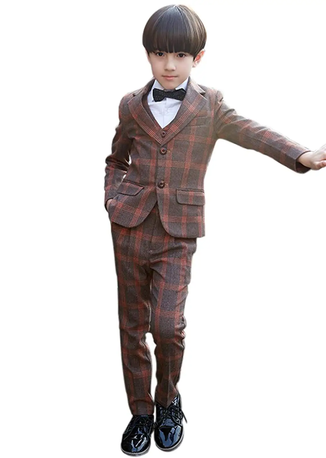 SK Studio Boys' 5 Pieces Dress Wedding Shirt Pants Vest Tie Suits