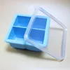 BPA Free Square 4 Cavities Ice Mold Tray Custom Labeled Silicone Ice Cube Maker Mold With Lid