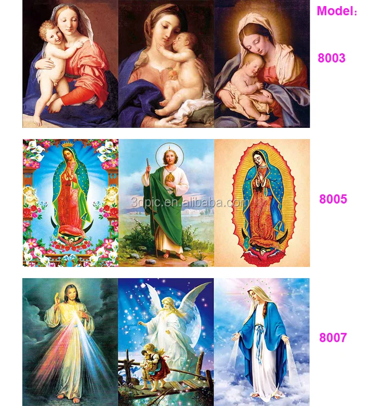 2018 3d flip picture of virgin mary with baby 3 pictures on one