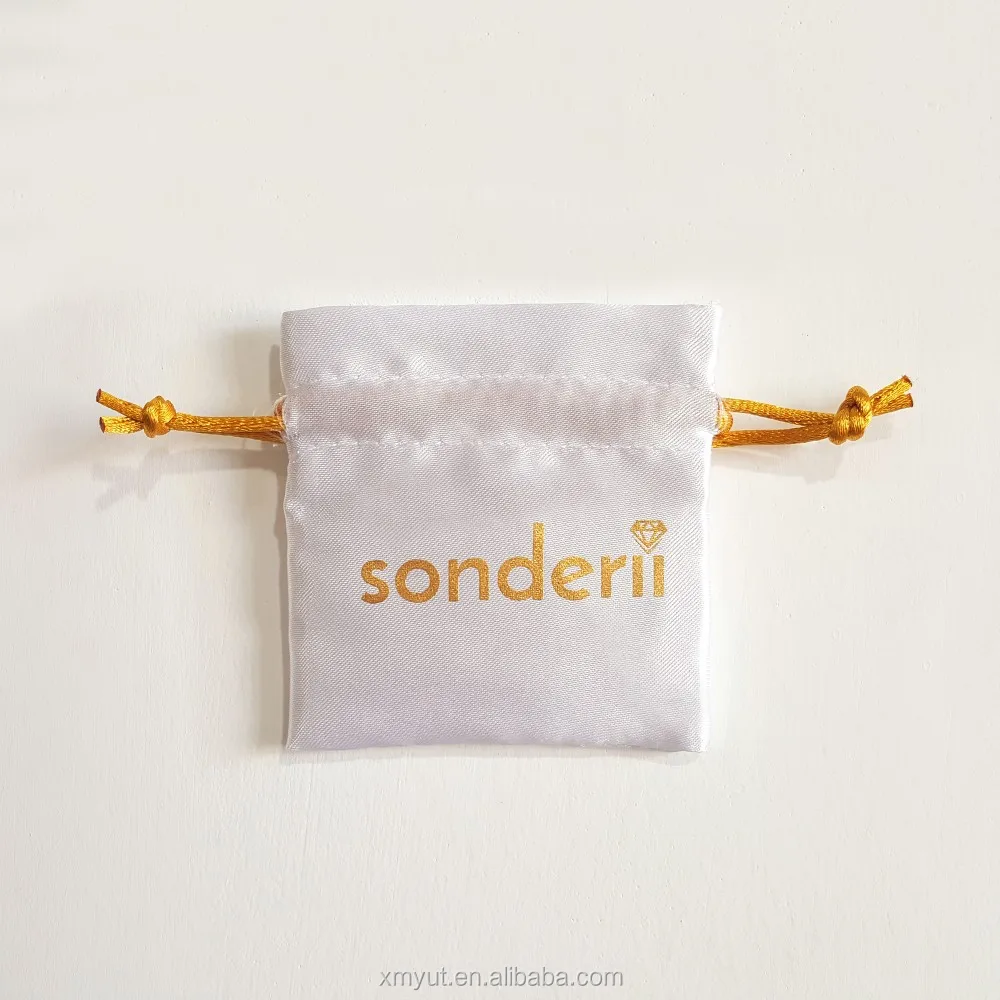 Custom Screen Printed & Hot Stamped Satin Jewelry Drawstring Bags-Dust Proof & Free Yu-Touch Brand Direct Supplier