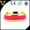 Accept Custom Orders Fluorescence Red String Inlay Gold Tungsten Wedding Ring