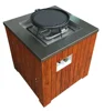 Square Slatted Aluminum base Gas Fire pit with BBQ griddles / promo propane fireplace