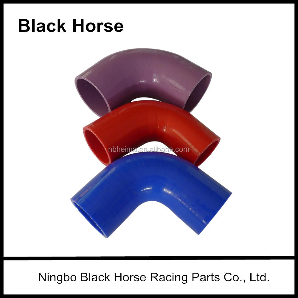 BLACKHORSE-RACING 45 Degree Elbow Silicone Hose Black, 76mm