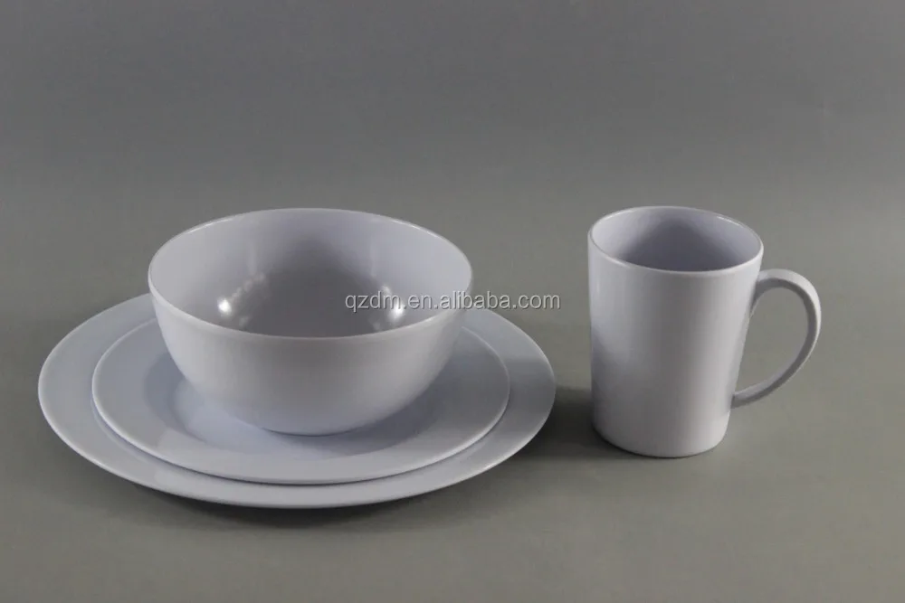 4 Pieces White Melamine Dinner Set For One Person