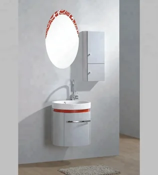 Wall Hang Makeup Cabinet Round Mirror 55 Cm Small Bathroom Vanity