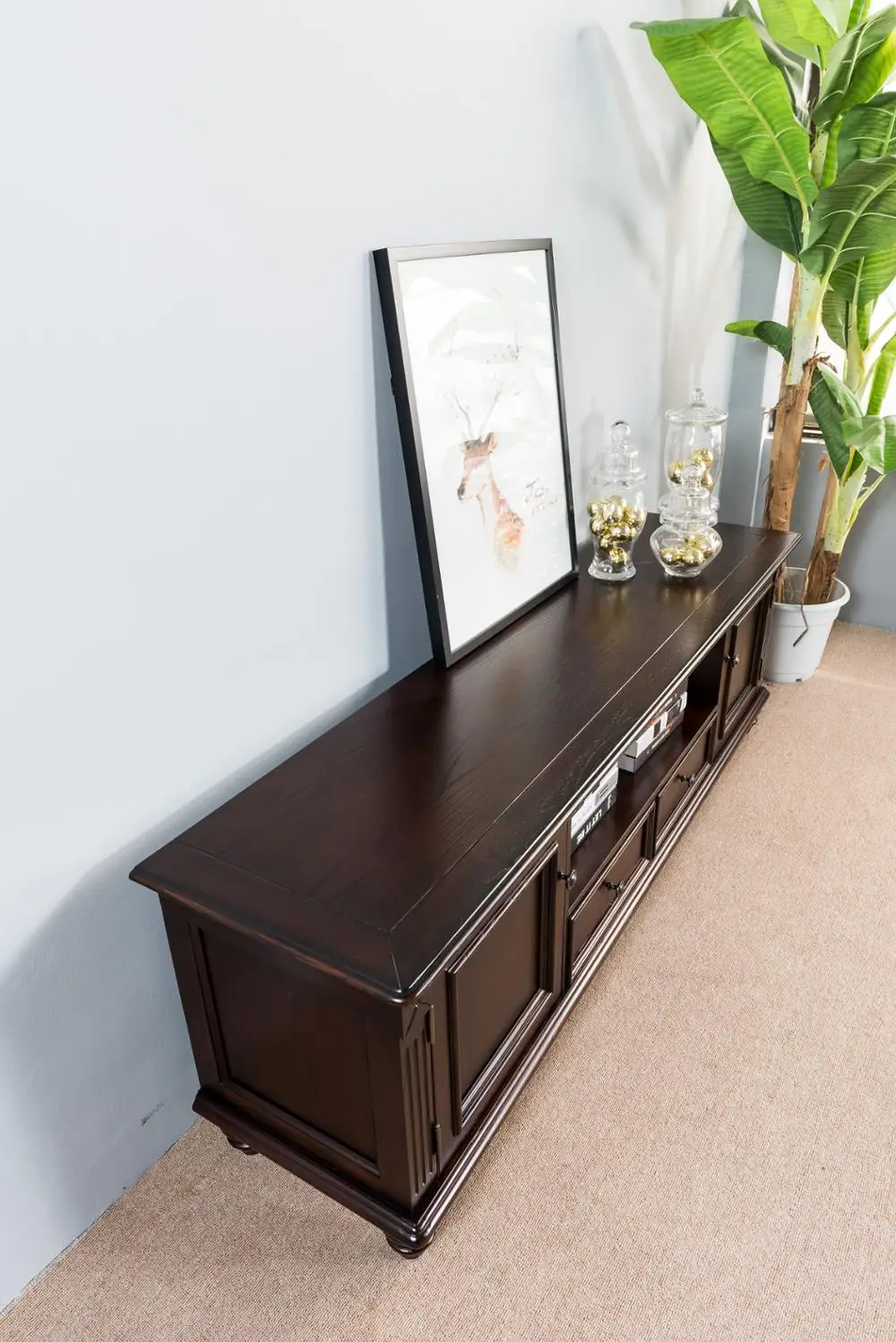 2017 Dark Color New Model Tv Stand Wooden Furniture Tv Showcase Buy