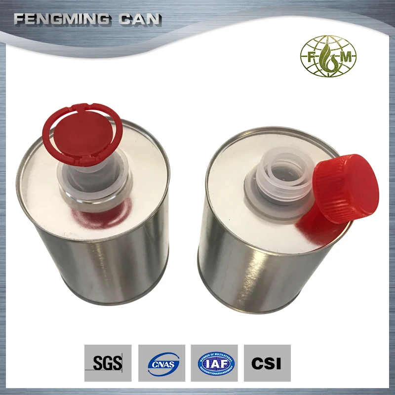 Lubricant Oil Round Tin Can 500ml Engine Oil Empty Tin Can With Plastic