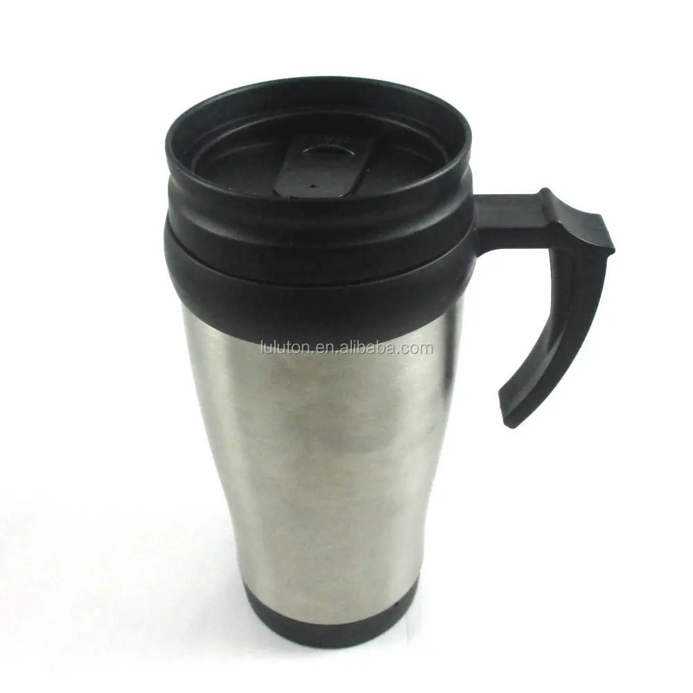 Bpa Free 16oz 450ml Plastic Lid Plastic Handle Double Wall Stainless Steel Travel Coffee Mug 3516