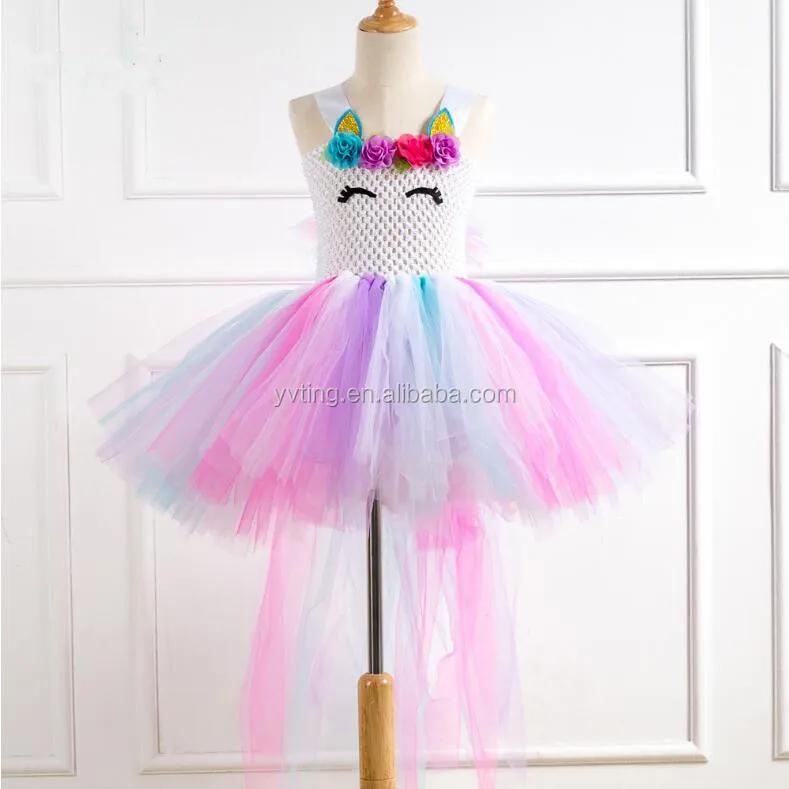 Fashion New Handmade Net Yarn Princess Tutu Skirt Children's Unicorn Cosplay Dress
