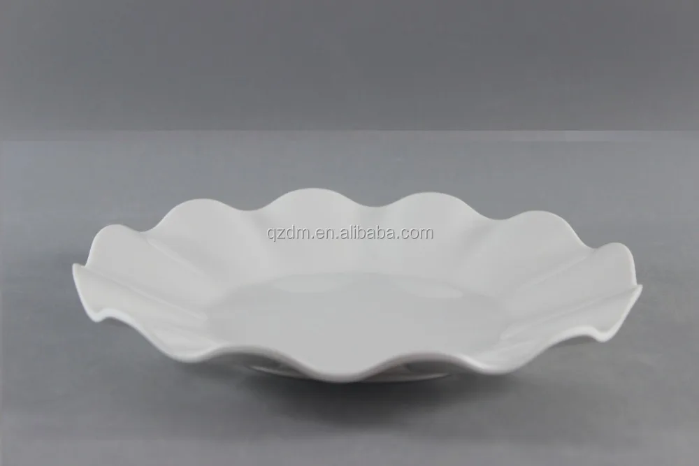 Wavy Edge Melamine Flower Plate,Decorative Flower Edge Round Plate