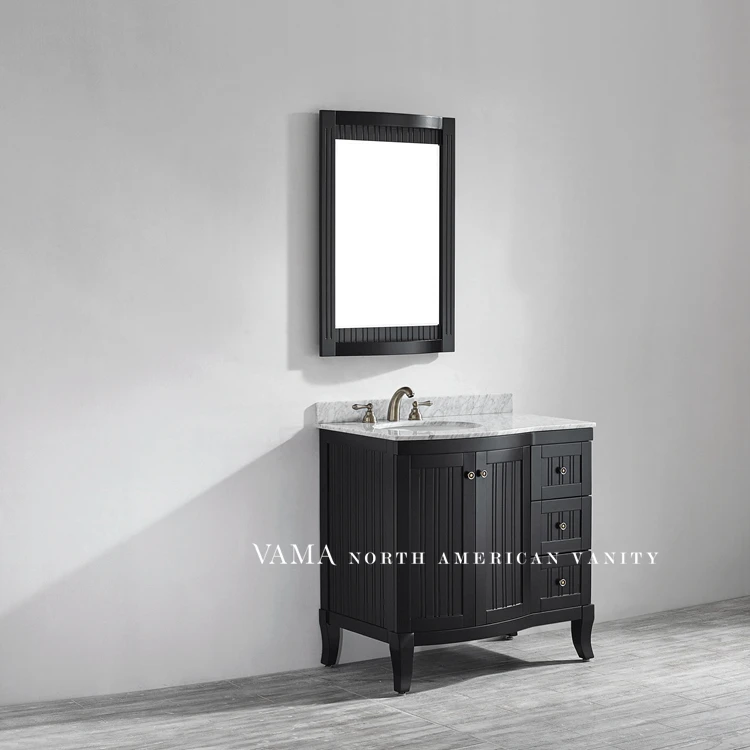 Vama 36 Inch Curved Chinese Cheap Single Sink White Bathroom