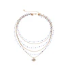 Ladies muti-layers beaded gold jewellery necklace diamond eye pendant necklace