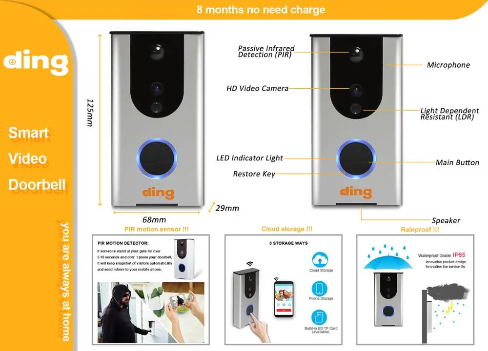 Enxun Ring Wifi Enabled Video Door Bell Digital Wireless System Buy Digital Home