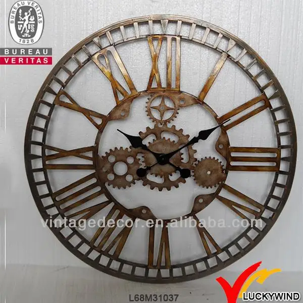 Br Color Round Roman Numeral Antique Vintage Large Wall Clock Metal Br Color Round Roman Numeral Antique Vintage Large Wall Clock Metal