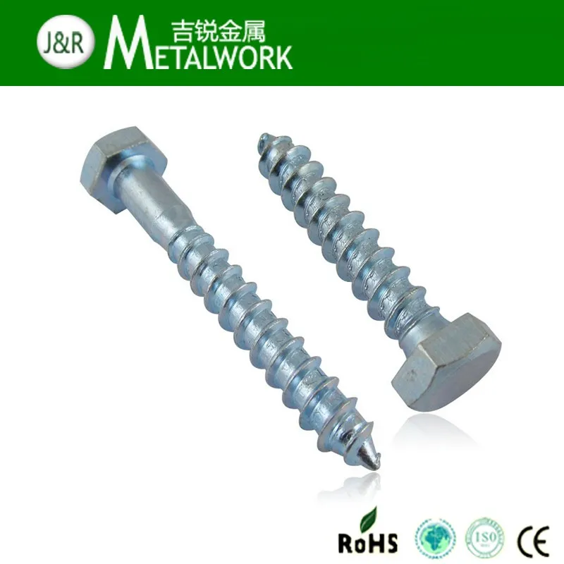 Galvanized Steel Grade 4.8 Blue Zinc Plated Hex Head Lag Screw Din571