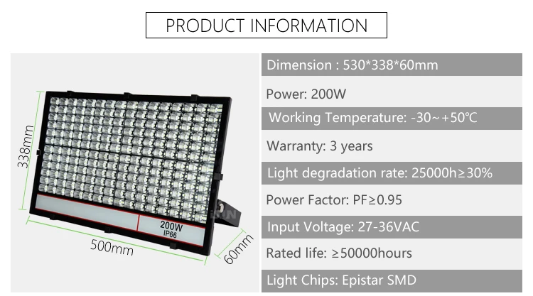 200w led flood light ip65