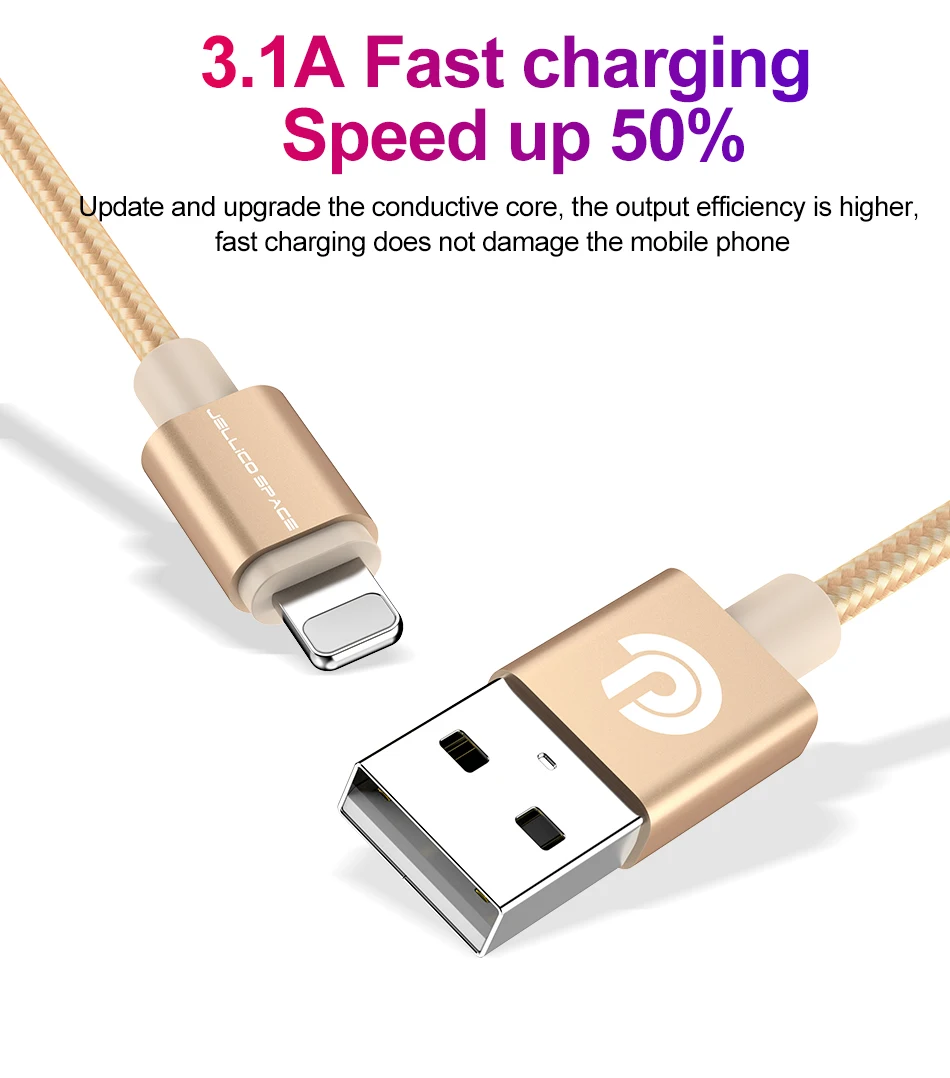 Jellico KN-10 USB Mobile Accessories MFI Certified Mobile Data Cable Charging Cable For Iphone