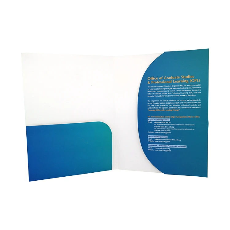 Custom Printed Expandable A4 A5 Gusseted Two Pockets Office