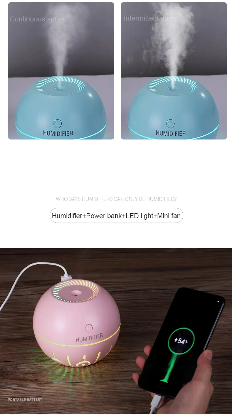 2019 amazon Speed ball humidifier with USB and Battery for sale