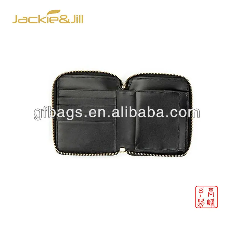 Black Small Zip-around Coin Wallet with Four Card Slots Two Compartments wallet for women