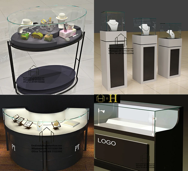 Moden Custom Jewelry Glass Top Display Case Steel Glass Jewelry Vitrine