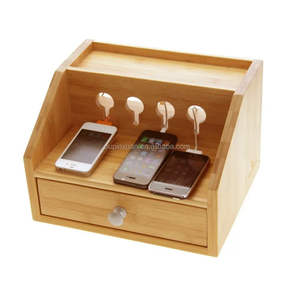Gadgets Desktop Organiser Cable Tidy With A Drawer Holes For