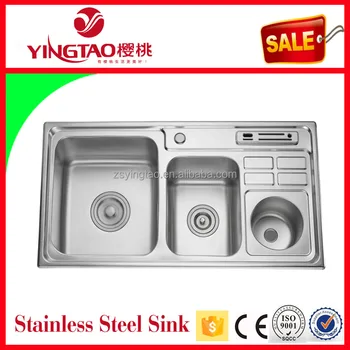Matt Hairline Surface Finish Luxury Triple Bowl Stainless Steel Kitchen Sink Product
