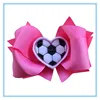 DIY handmade heart shape hair accessories soccer ribbon bow hair clips metal clips