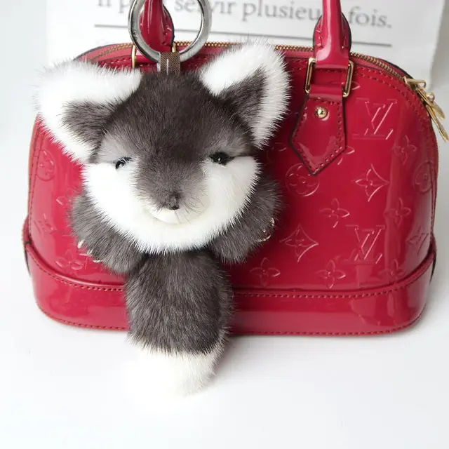 promotion beautiful real mink fur animal key chain for bag