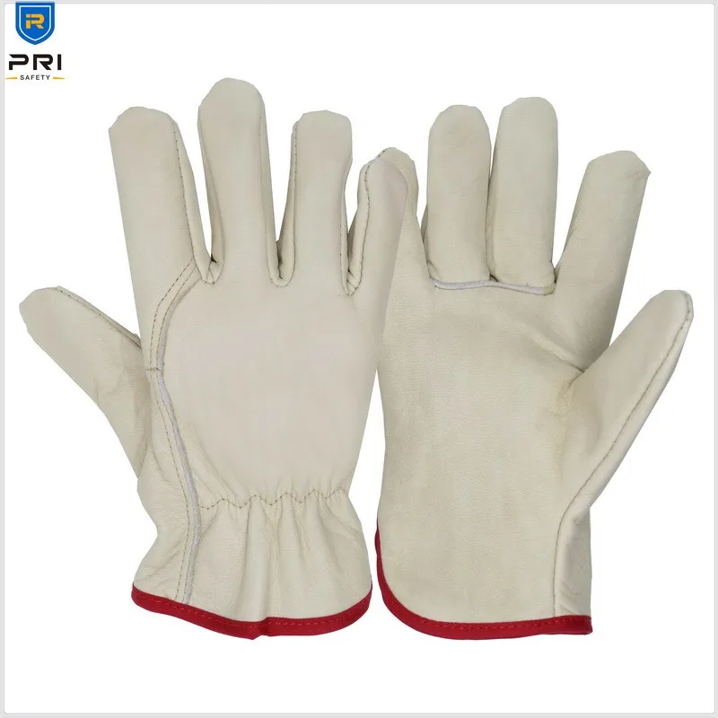 Premium Yellow Full Grain Cowhide Forklift Truck Leather Driver Gloves