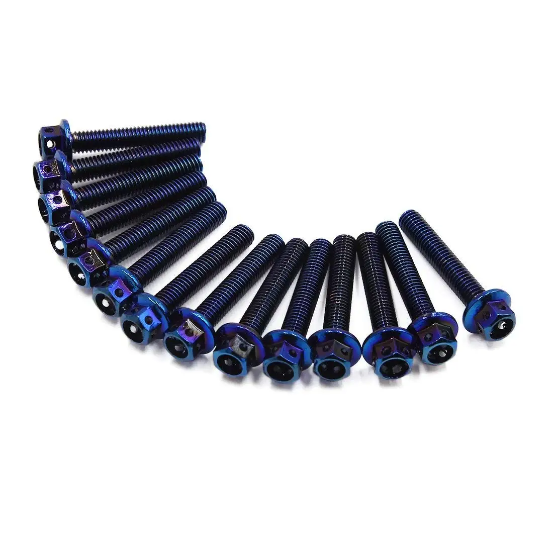 uxcell 14pcs Colorful M6 x 35 Motorcycle Titanium Alloy Hexagon Bolts Clips Screws