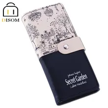 New Arrived 2015 female Long Leather Wallets Fashion 2 fold Floral Print Brand Design Casual Lady’s Purse Women’s Clutch