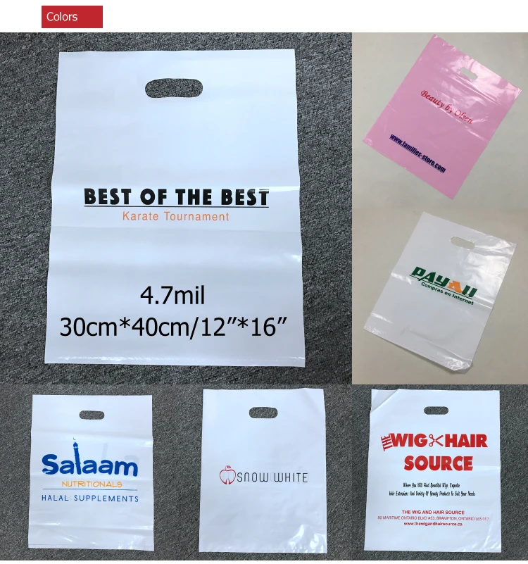 wholesale punch hole bags handle ldpe die cut large plastic bags with your brand name