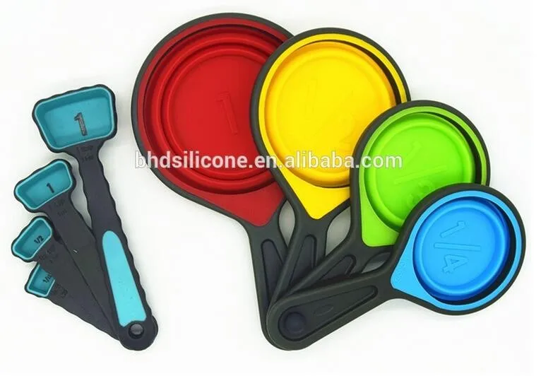 Benhaida Collapsible Portable Silicone Measuring Cups & Spoons 8piece