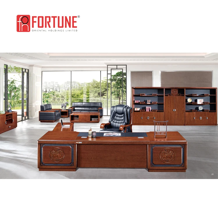 Customized Luxury Wood Curved L Shaped Executive Office Desk Foh