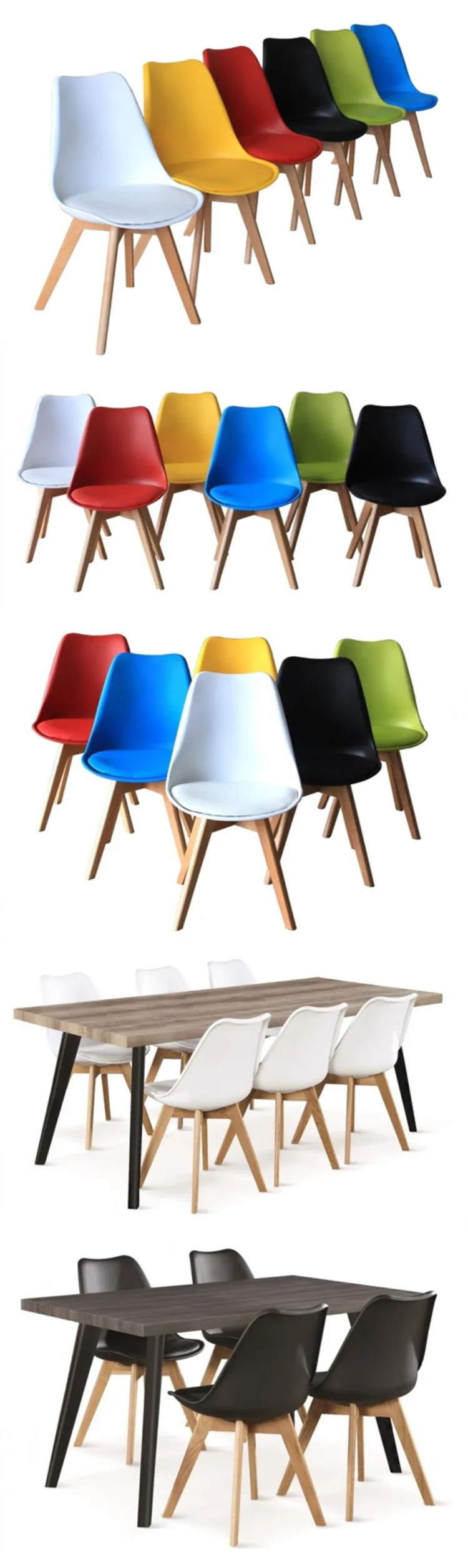 Wholesale cheap Nordic plastic light colored high quality dining chairs with beech legs