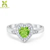 Peridot stone ring heart shaped ring designs for girls