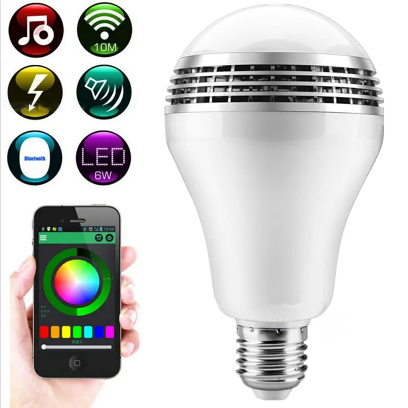 Smart E27 RGB Light Wireless Music LED Lamp Bluetooth Color Changing Bulb App