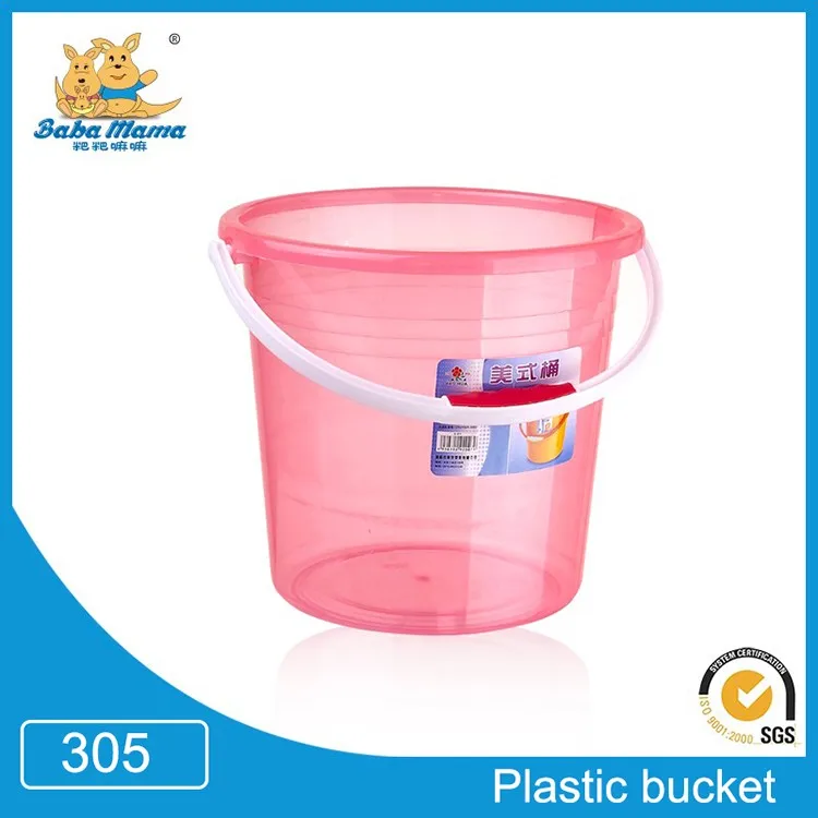 large clear plastic bucket